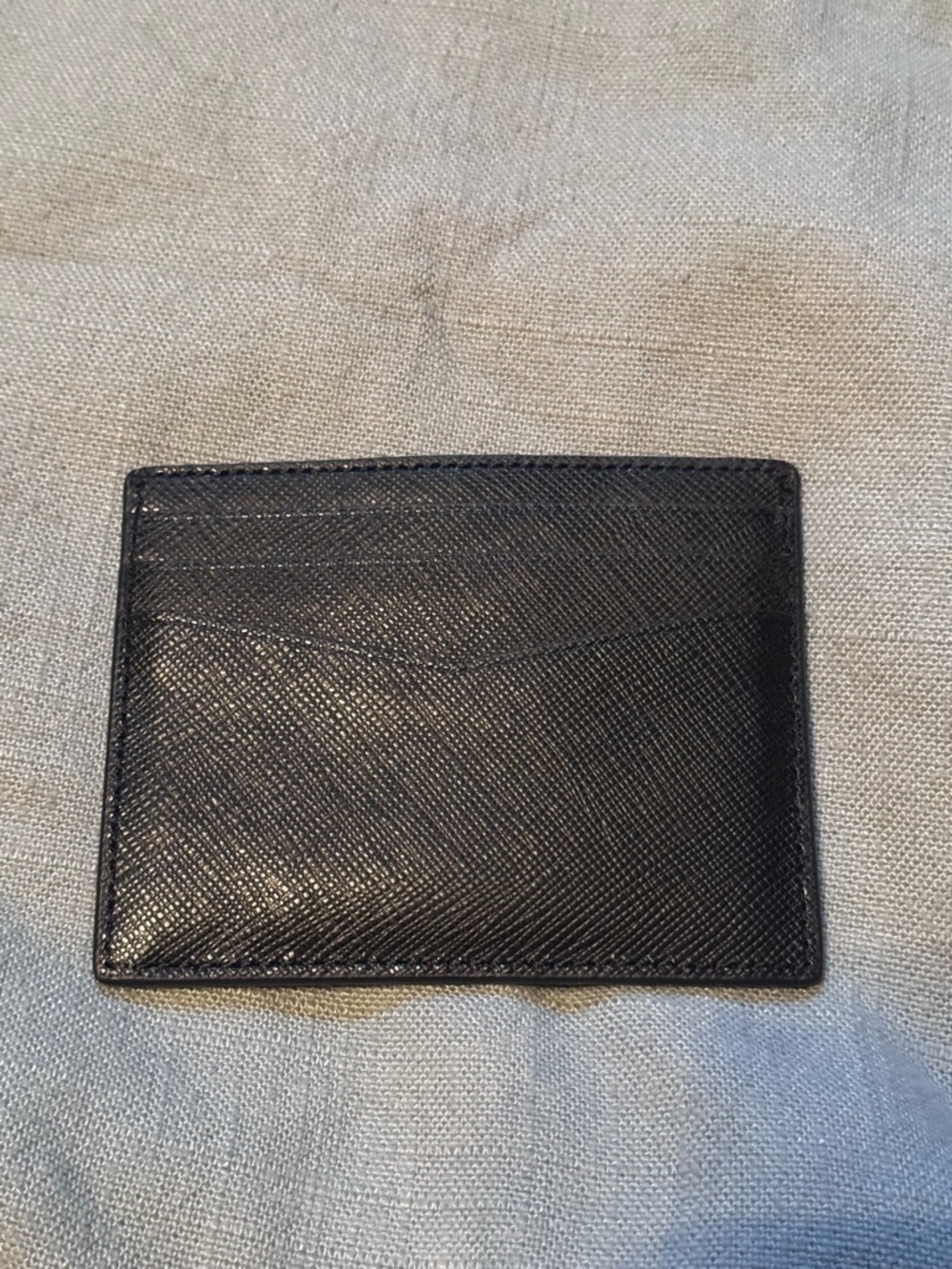 kate spade black leather slim card case with gold logo - Picture 2 of 3